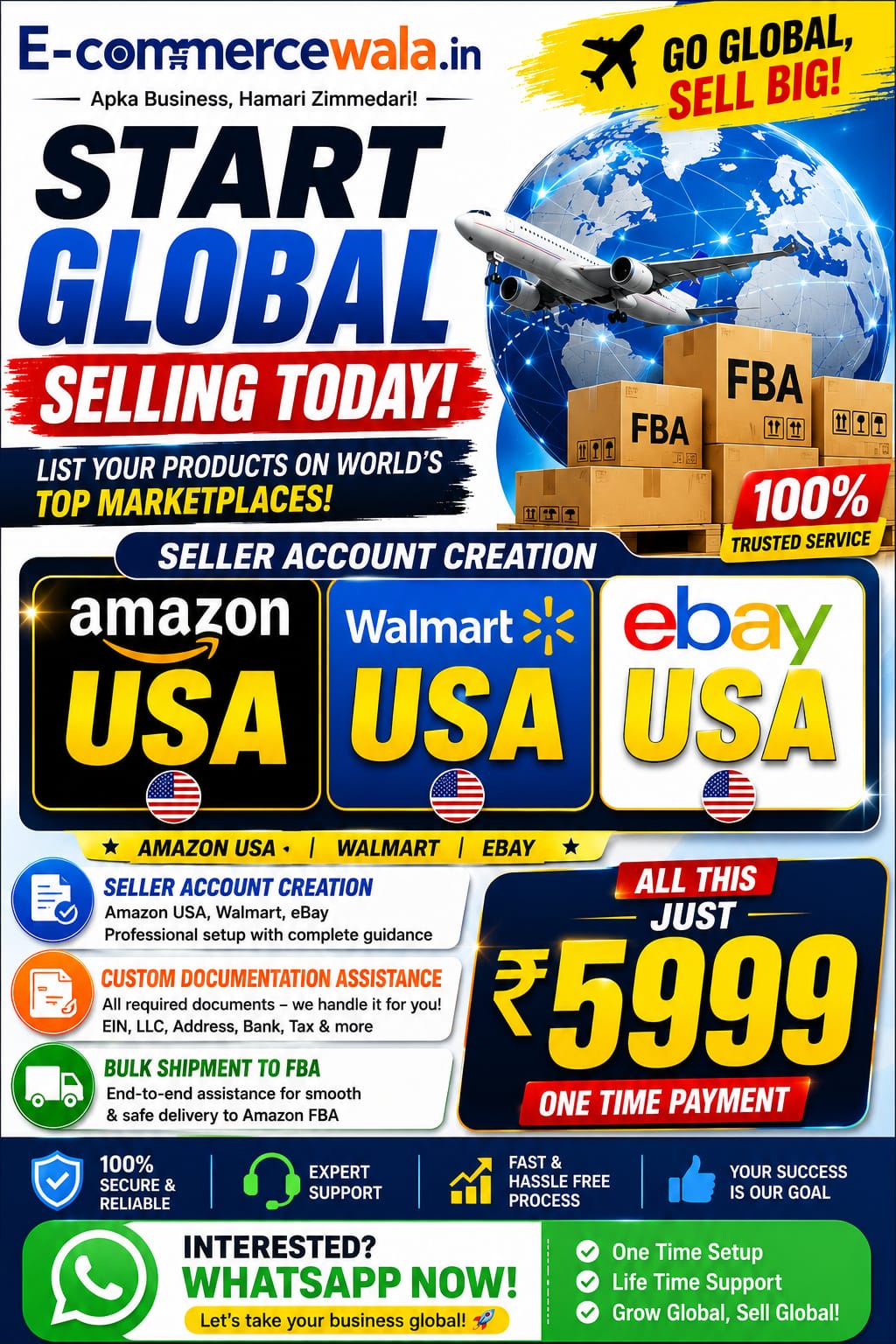 Global Amazon.com, Walmart, eBay & Etsy Seller Account Setup + 100 SEO-Optimized Product Listings | Complete Marketplace Launch Service