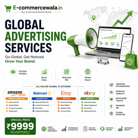 Global Marketplace Advertising Management | Amazon Global, Walmart, Etsy & eBay Ads | International PPC Campaign Management | 3 Months | ₹9,999